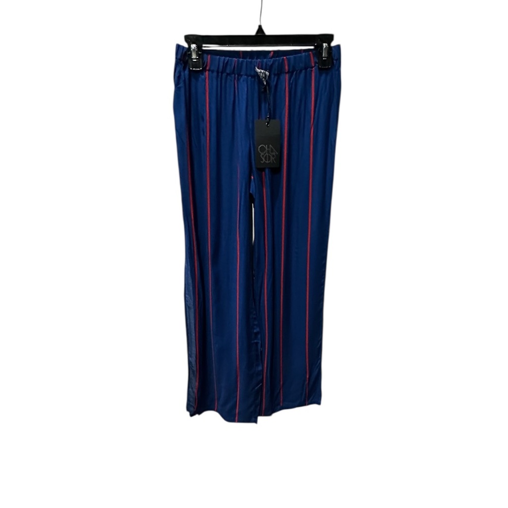 Chaser Blue and Red Striped Cropped Capri Pants Medium NEW NWT